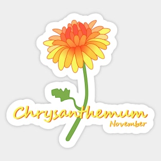 November Birth Month Flower, Chrysanthemum Sticker